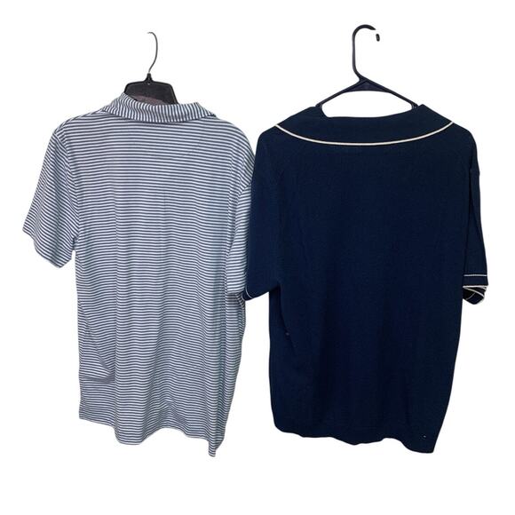 2 New American Eagle Mens Medium Short Sleeve Striped Textured Collared Polos - Picture 2 of 4